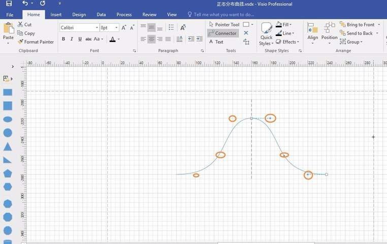 visio怎么制作正态分布曲线?