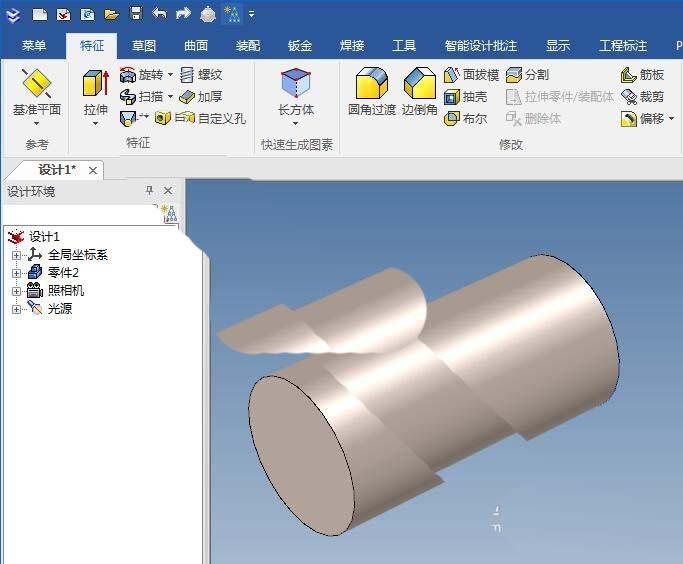 caxa怎么使用旋转方式建模圆柱体?