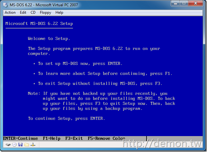 MSDN上MS-DOS 6.22的安装方法