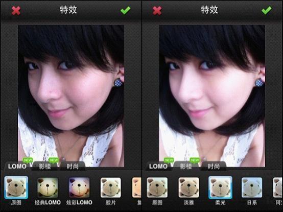 美图秀秀iphone版特效 让mm掌控自己的美丽