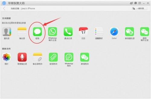 苹果恢复大师如何查看手机内已删除的短信