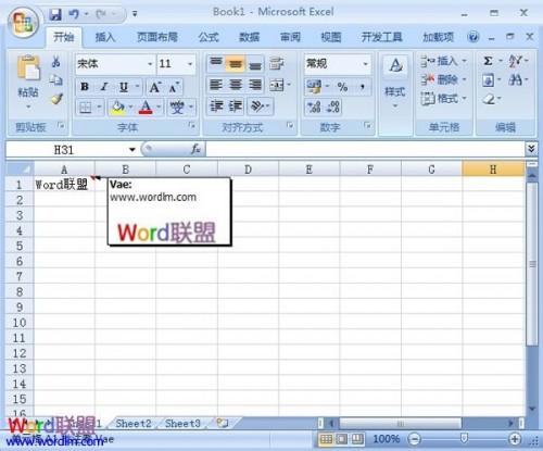 Excel2007中图片批注的添加