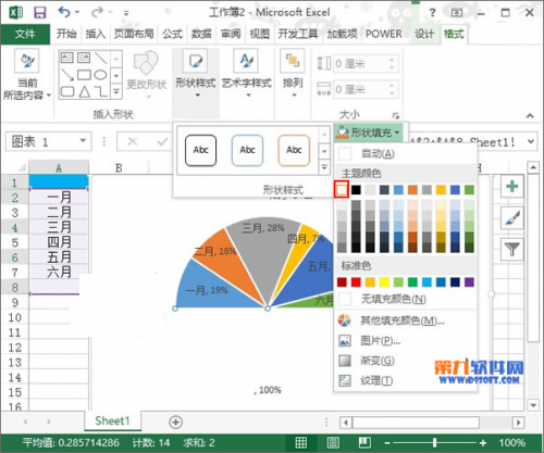 Excel2013怎样在图表制作半圆饼图