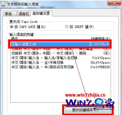 Win7系统下修改输入法切换的快捷键的方法