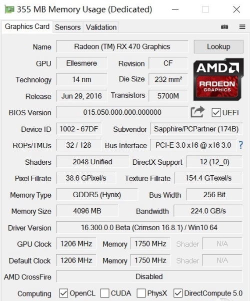 蓝宝石rx470超白金参数