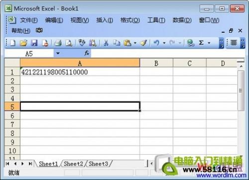 Excel表格中正常输入身份证号码