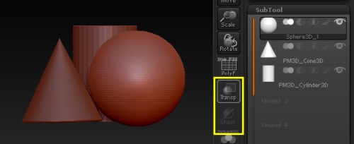 ZBrush中如何让模型半透明显示