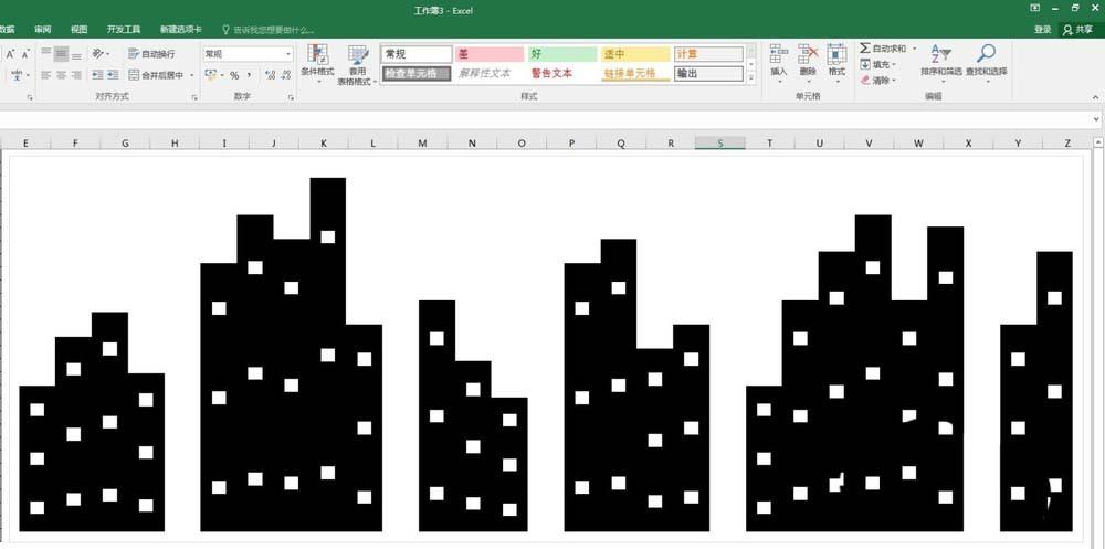 Excel柱状图怎么制作成城市剪影效果?