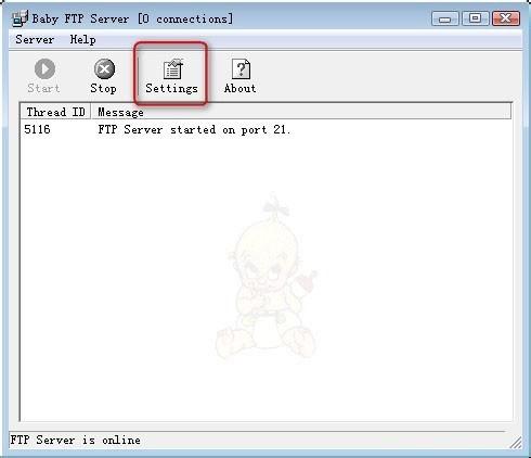 baby ftp server怎么用?最简洁小巧的FTP服务器软件baby ftp server使用说明