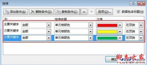 把Excel 2013表格按照单元格颜色进行顺序排序的方法介绍
