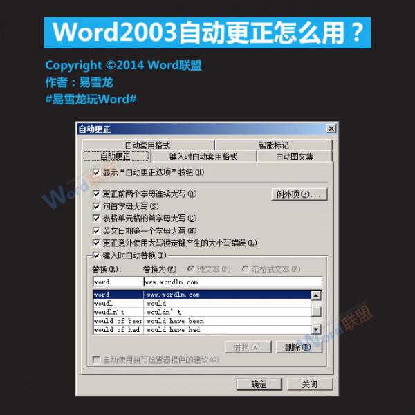 Word2003自动更正怎么用?