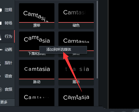 Camtasia9文字怎么添加动态效果?