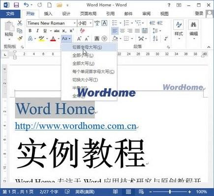 Word2013文档英文字母更改大小写的方法