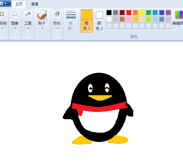 画图工具怎么绘制qq企鹅图形?