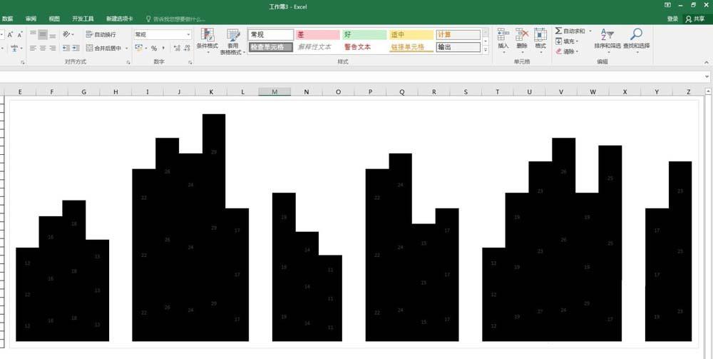 Excel柱状图怎么制作成城市剪影效果?