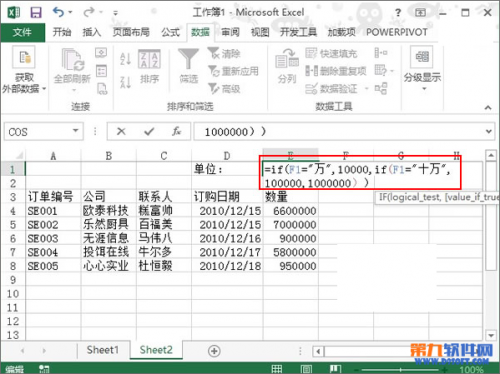 Excel2013如何设置数据以百万单位显示