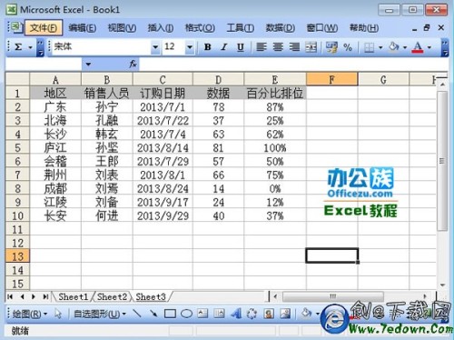 Excel2003中如何计算所占百分比