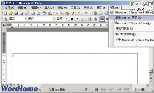怎样在Word2003文档窗口中正确使用Office助手