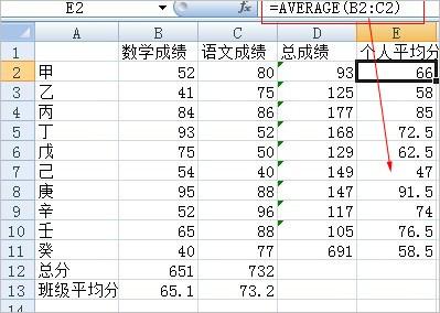 Excel2010函数求和,求平均值