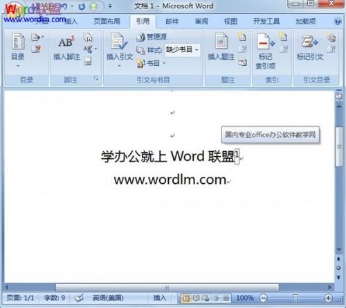 Word2007给文档添加脚注信息