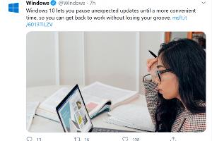 微软：Windows 10会为用户提供暂停意外更新的选择
