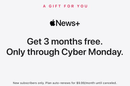 苹果Apple News+服务为新用户提供三个月的免费试用