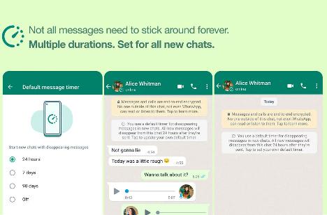 WhatsApp 为 “消失的信息”添加新的选项，关注隐私问题
