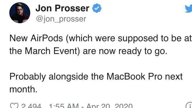 苹果预计将在下个月推出新款AirPods，和13寸新款MacBook Pro