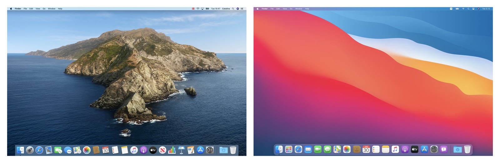 设计师带来macOS Catalina和Big Sur的视觉界面对比