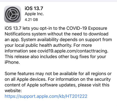苹果iOS 13.7/iPadOS 13.7 开发者预览版 Beta 发布