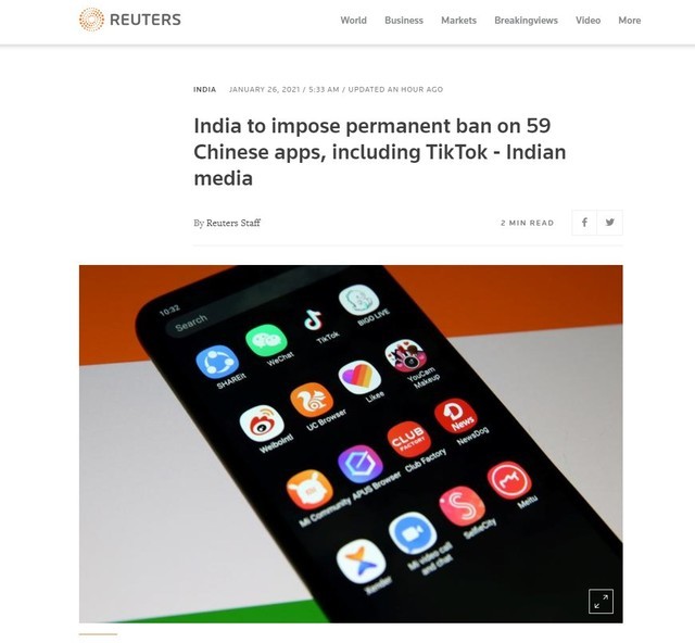 又搞事情！印度宣布将永久禁止59款中国APP，包括TikTok、百度、WeChat