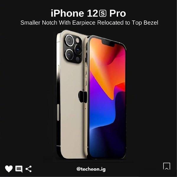 iPhone 12s Pro最新外观渲染图曝光：刘海面积大幅减小