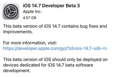 iOS14.7beta3更新了什么