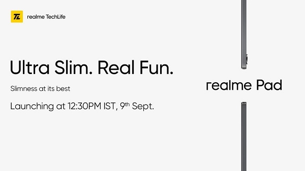 realme pad将在9月9日在印度发布，主打超薄机身