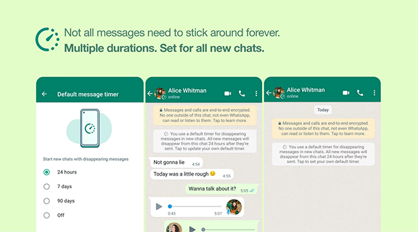WhatsApp 为 “消失的信息”添加新的选项，关注隐私问题