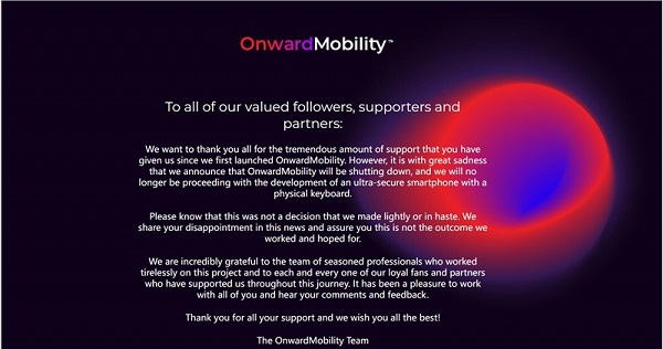 o<em></em>nward Mobility 宣布关闭,黑莓的复兴已经结束