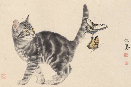 猜一猜在中国古画里经常出现的猫蝶相戏寓意是