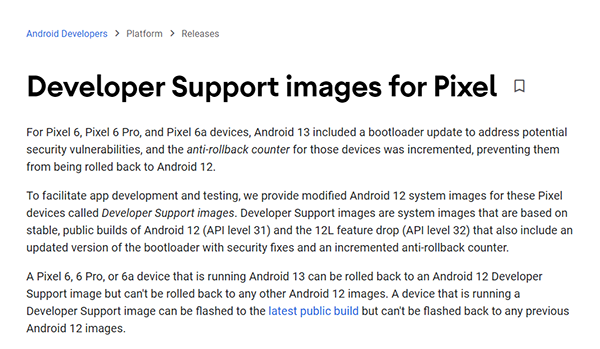 谷歌为 Pixel 6 系列推出 Android 13 降级 12 方案