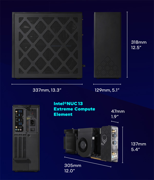 英特尔在 NUC 13 Extreme 产品介绍展示了新外观：可选 i5-13600K、i7-13700K 和 i9-13900K