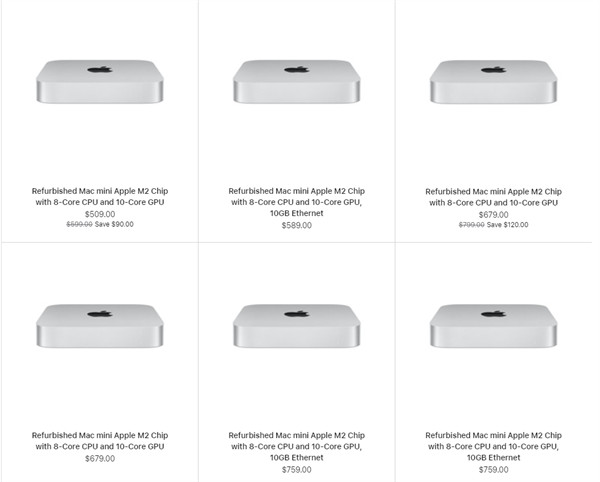 苹果海外上交翻新 M2 Mac mini， 售价 509 美元起