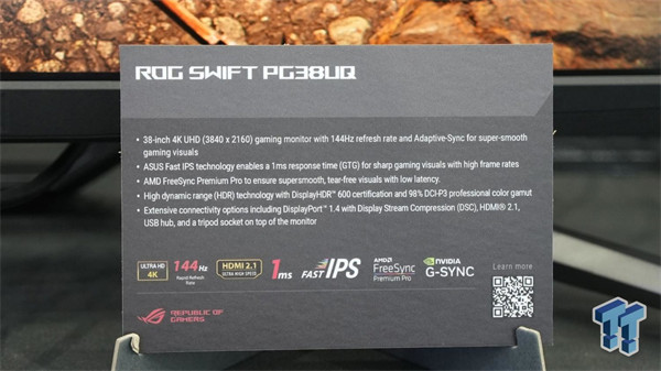 华硕展示 ROG Swift PG38UQ 显示器，38 英寸4K 显示器+刷新率 144Hz