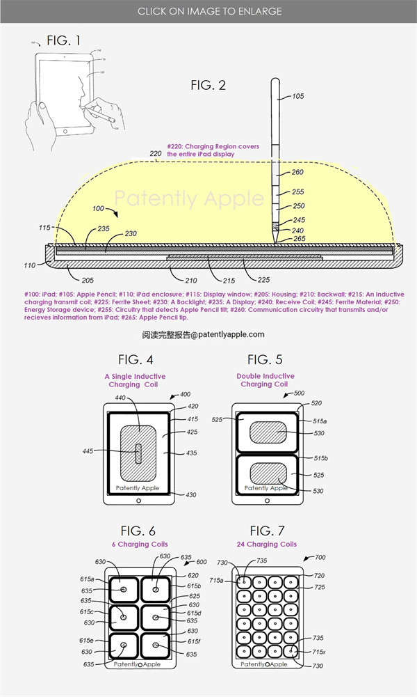 苹果获得 iPad 专利：排列 24 个磁性电圈，可给 Apple Pencil 手写笔充电