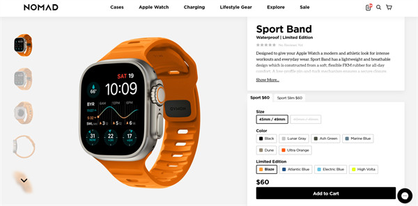 Nomad 推出为“Blaze”的限量版 Apple Watch 表带，售价为 60 美元