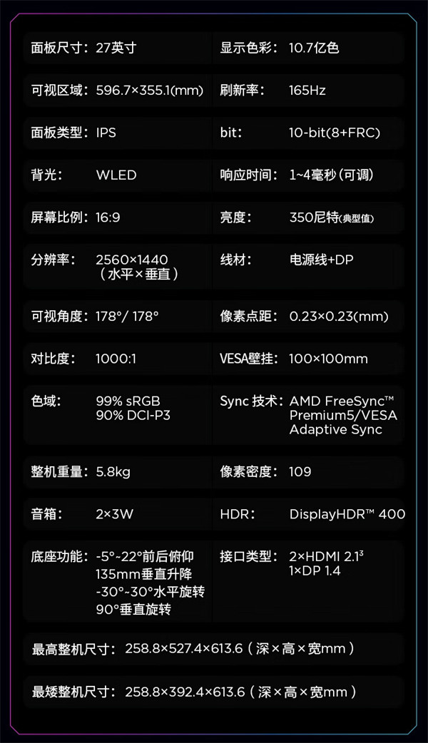 联想拯救者 R27q-30 27 英寸显示器上架，售价 1299 元