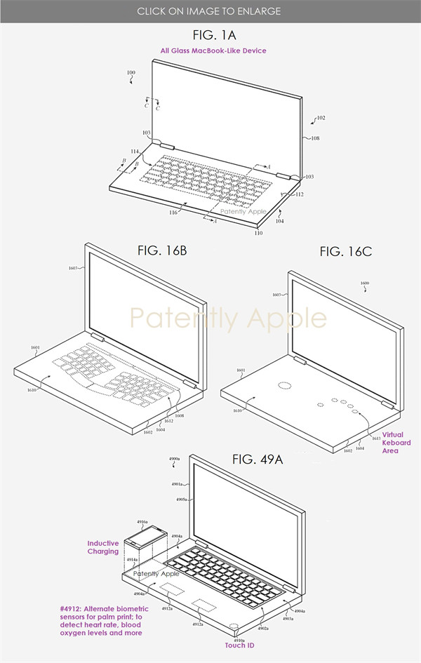 苹果 MacBook 的专利，可以响应用户的不同输入需求