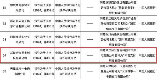 抖音支付公司更名成功