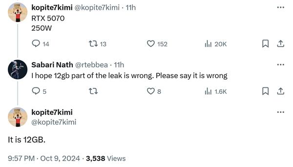 英伟达 RTX 5070 显卡或亮相 CES 2025：保持 12GB 显存，功耗升至 250W