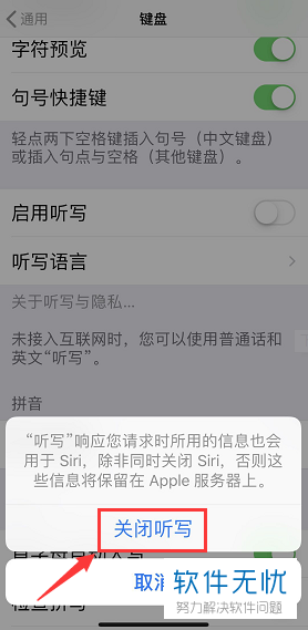 苹果x键盘下面的切换键盘跟语音输入怎么关闭