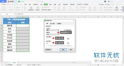 电脑wps表格怎么对单元格有效性进行设置
