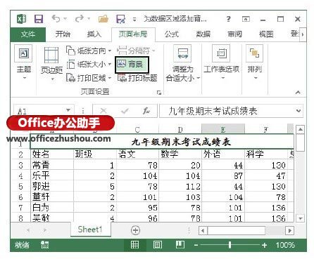 Excel 2013中为数据区域添加背景图片的的方法